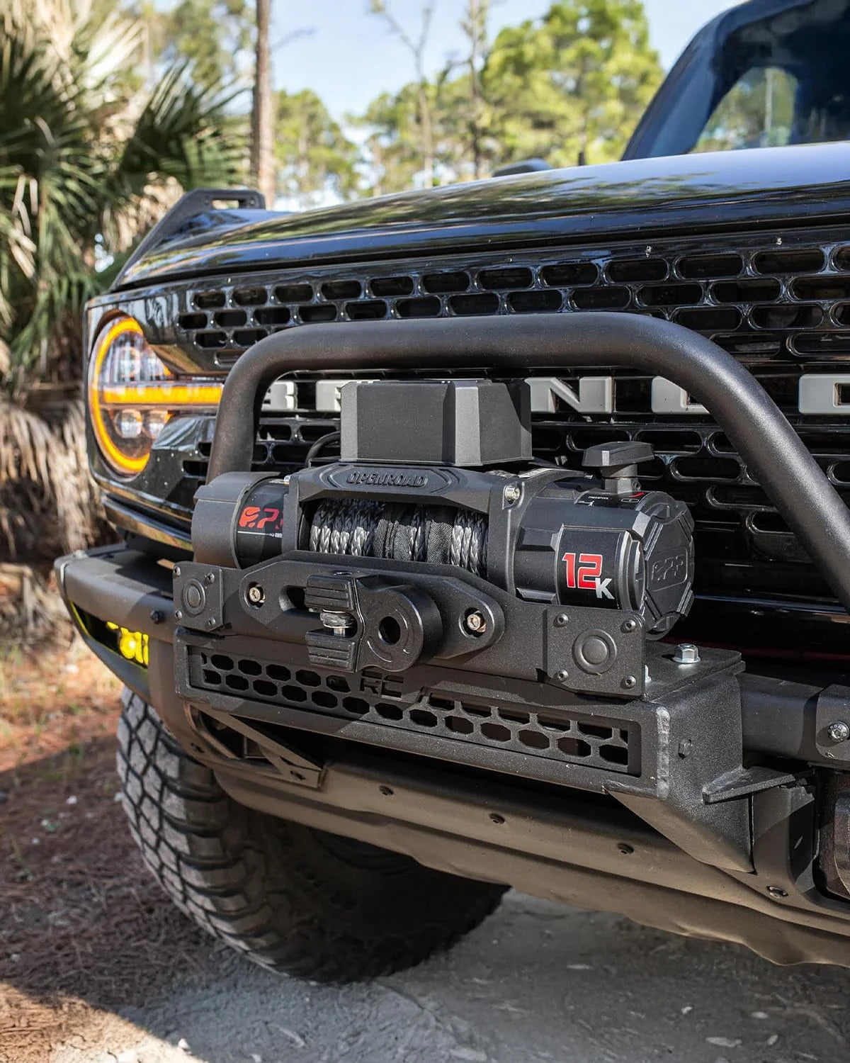 OPENROAD 13500 lb Recovery Winch with Synthetic Rope, 2 Wireless Controllers �C 12V Electric, IP68 Waterproof, Compatible with Jeep, SUV, Truck and Trailer - Panther Series 3S.
