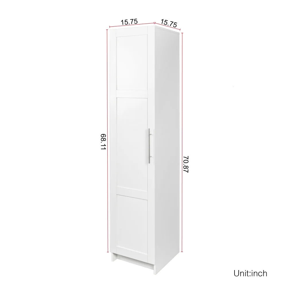 Stackable Wall Cabinet,Solid Wood Storage Cabinet with Adjustable Shelves and Doors,Console Table Side Table for Hallway,Sideboard Buffet Cupboard for Kitchen, 15.75" D x 15.75" W x 70.87" H, White