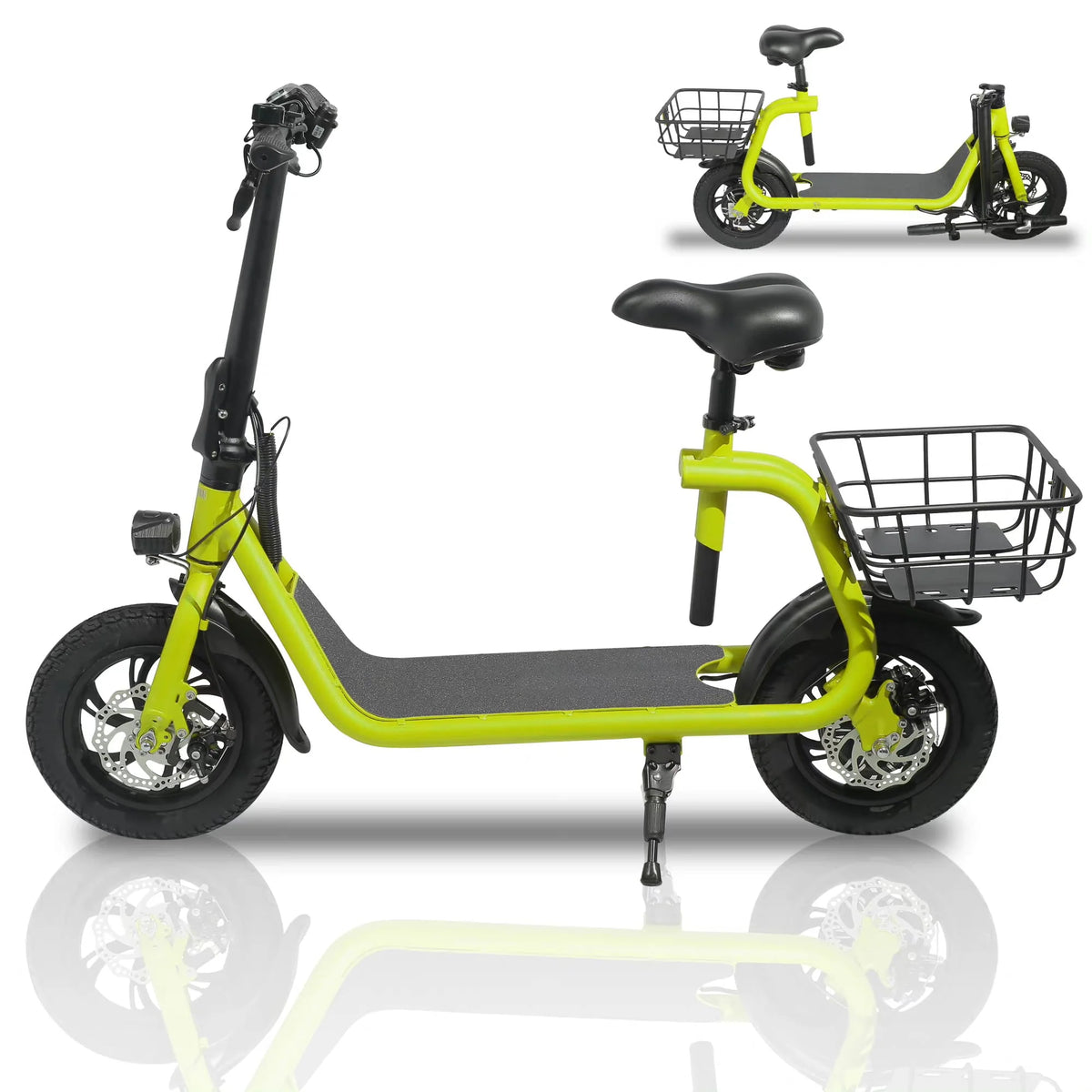 Dazone Electric Scooter Ebike, 450W 36V 12.5 Miles Long-range Battery Foldable Easy Carry Portable Design, Adult Electric Bicycle Scooter Up to 15.5 mph Commuter Scooter, 12 in Tires Off-Road, Yellow
