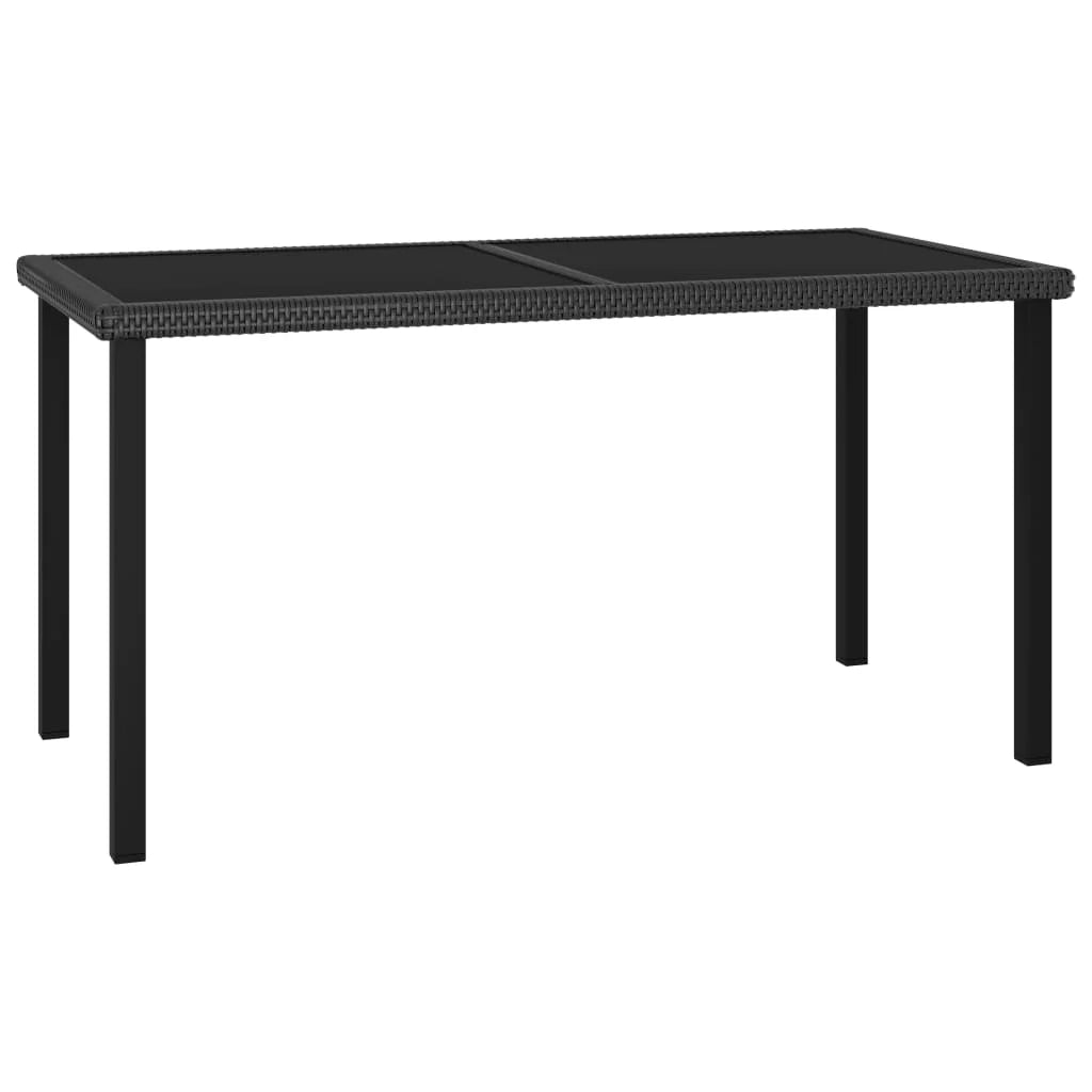 vidaXL Outdoor Dining Table Garden Porch Patio Table with Glass Top PE Rattan
