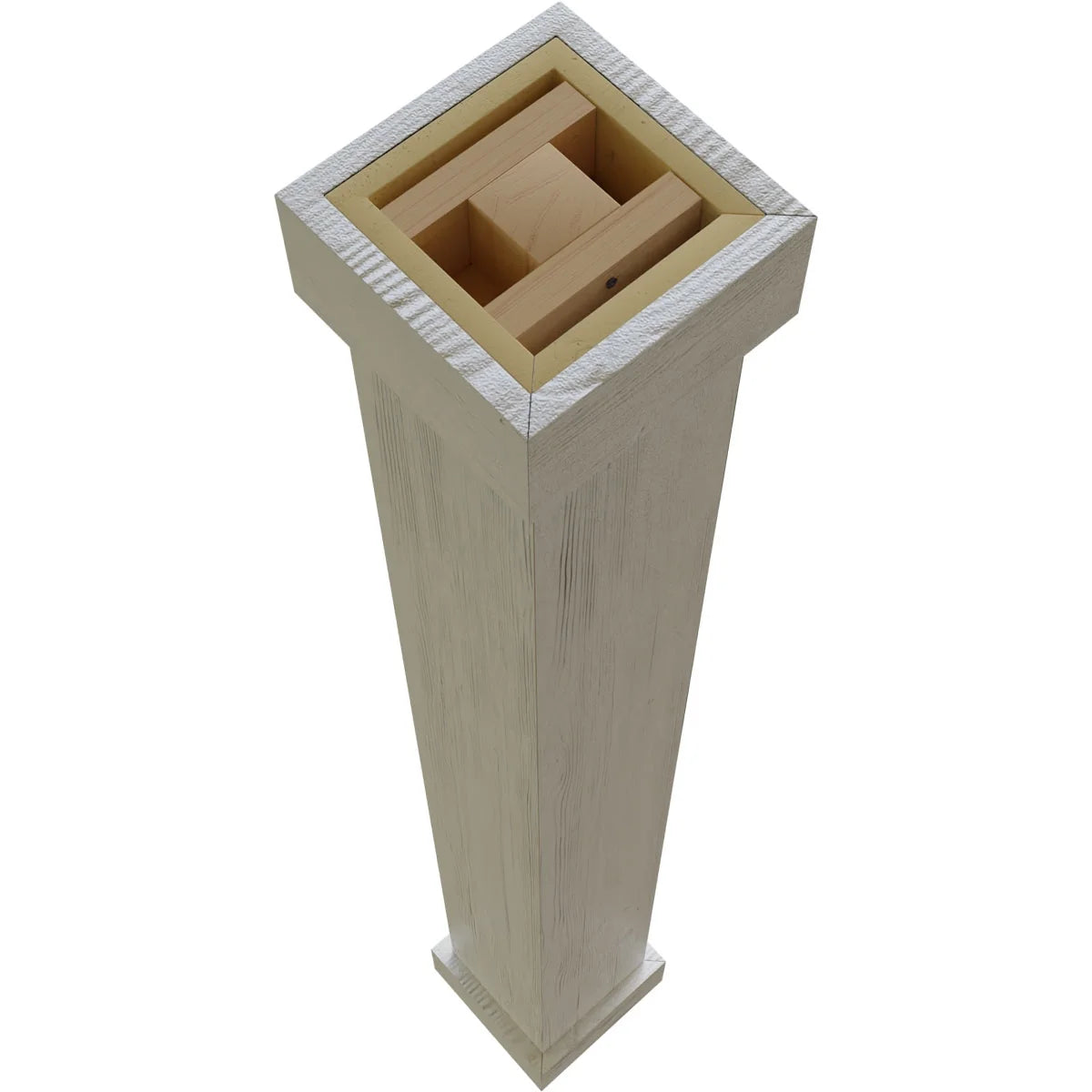 Ekena Millwork 18"W x 5'H Hand Hewn Endurathane Faux Wood Non-Tapered Square Column Wrap with Standard Capital & Base