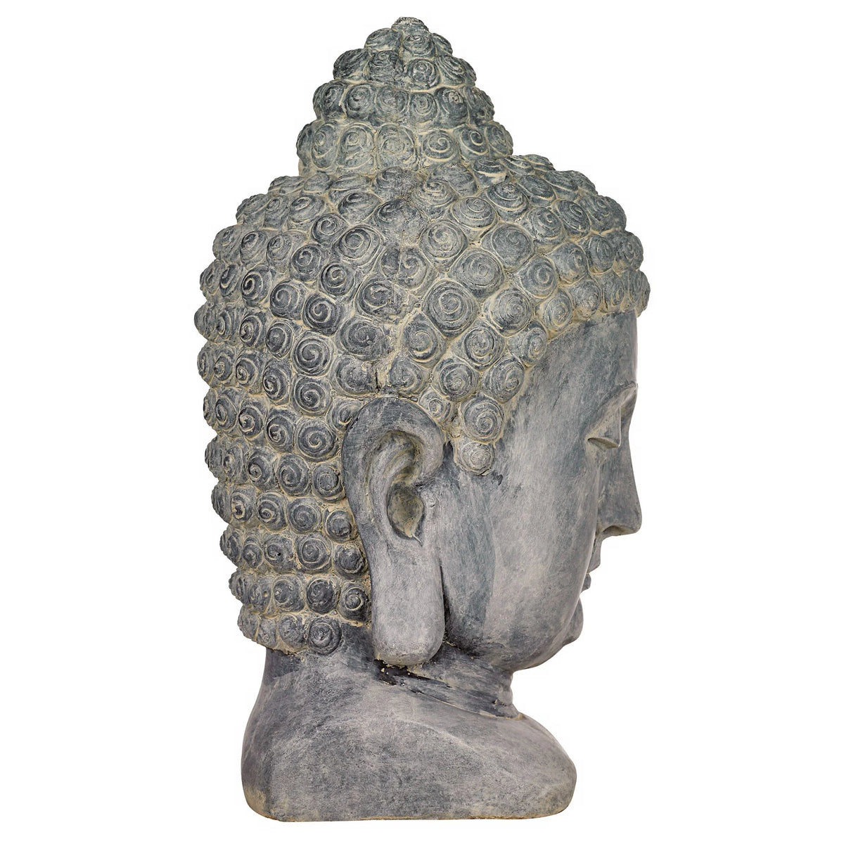 John Timberland Meditating Buddha Head Statue Sculpture Zen Asian Garden Decor Outdoor Front Porch Gray Faux Stone 18 1/2" Tall