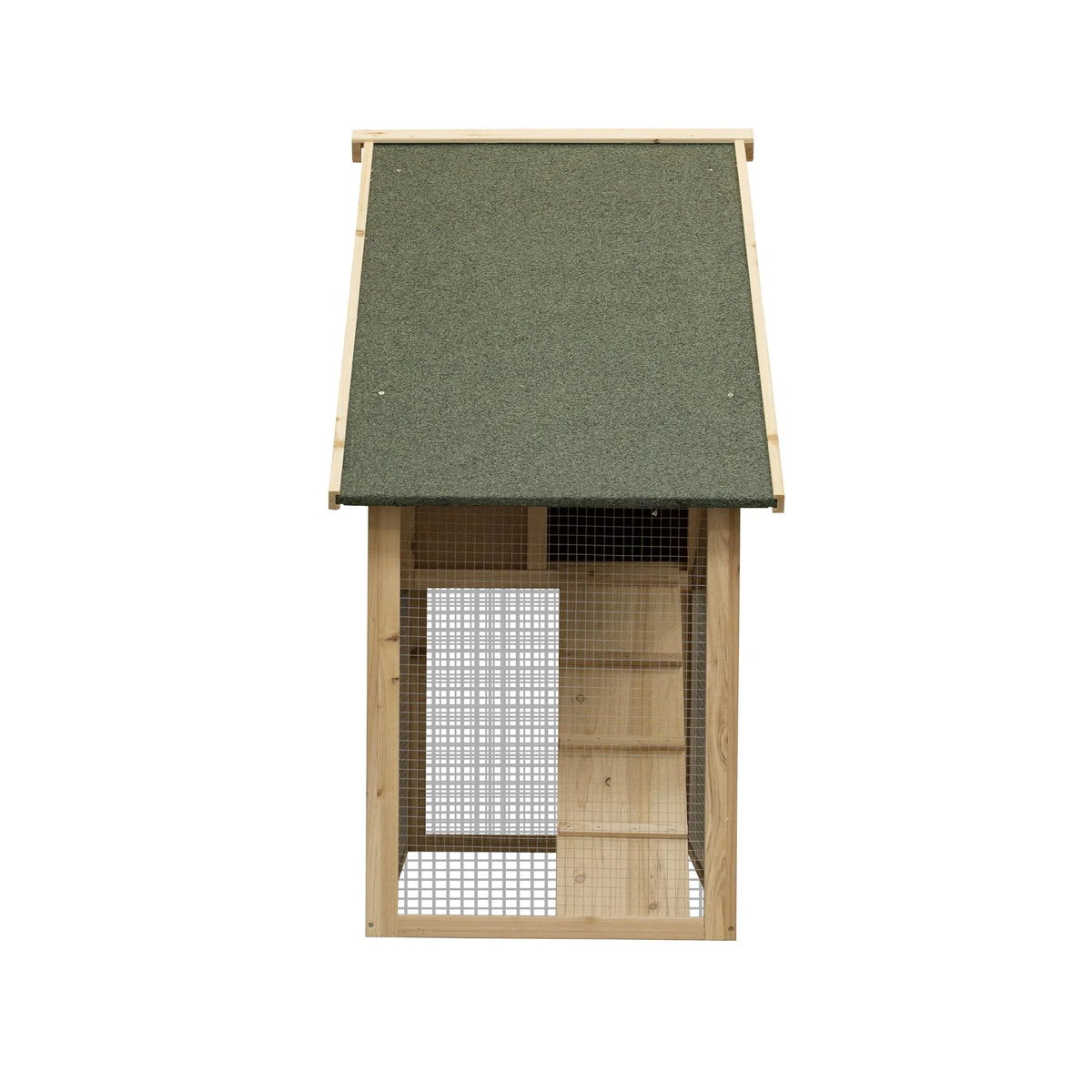 Pefilos 55" 2 Story Rabbit Hutch with Ramp, Tray, Wood Bunny Cage Poultry Chicken Coops, Beige