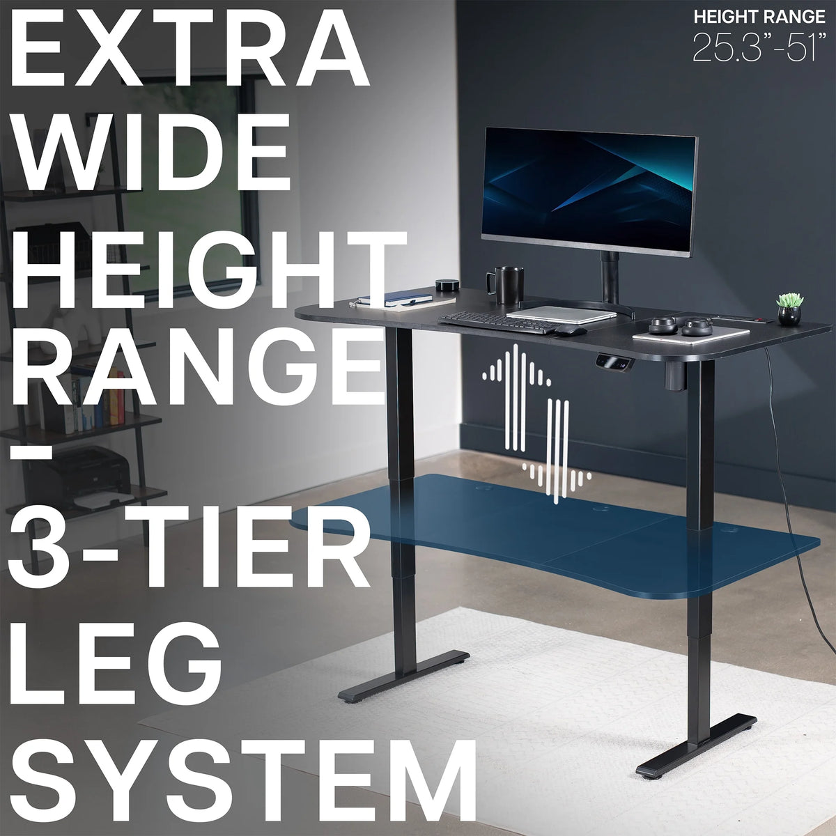 VIVO Reclaimed Wood / Black 63�?x 32�?Electric Height Adjustable Stand Up Desk