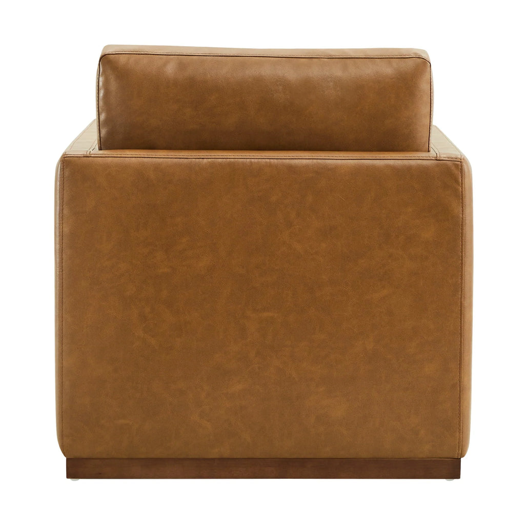 CHITA Swivel Accent Chairs for Living Room, Comfortable Arm Chairs for Bedroom, Faux Leather in Saddle Brown
