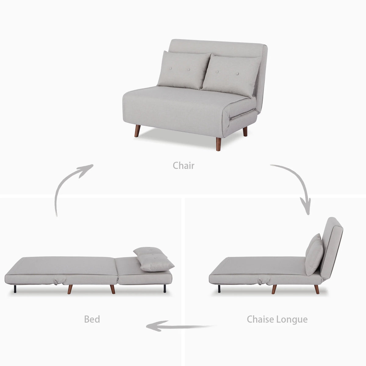A&D Home Haru 40" Convertible Futon Chair, Linen Beige