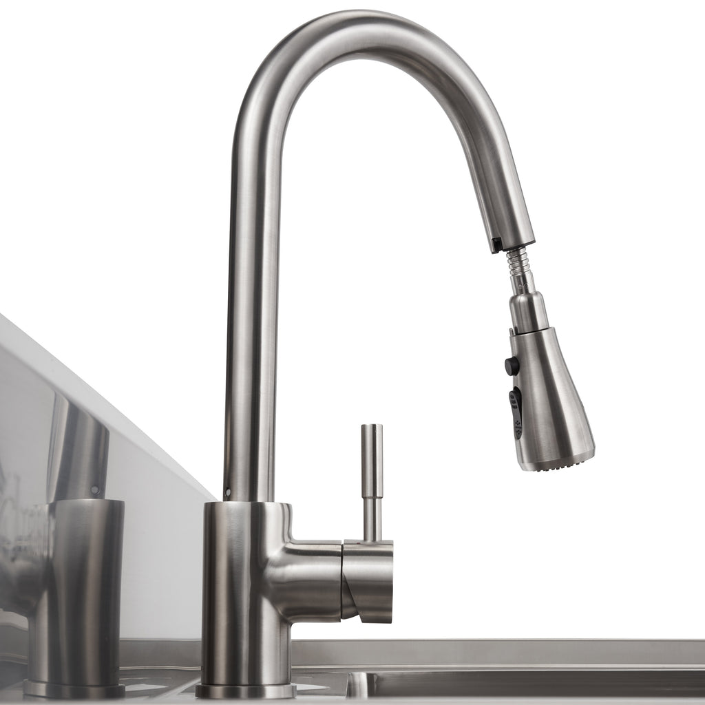 TRINITY 32' x 16' Stainless Steel Utility Sink with Pull-out Faucet