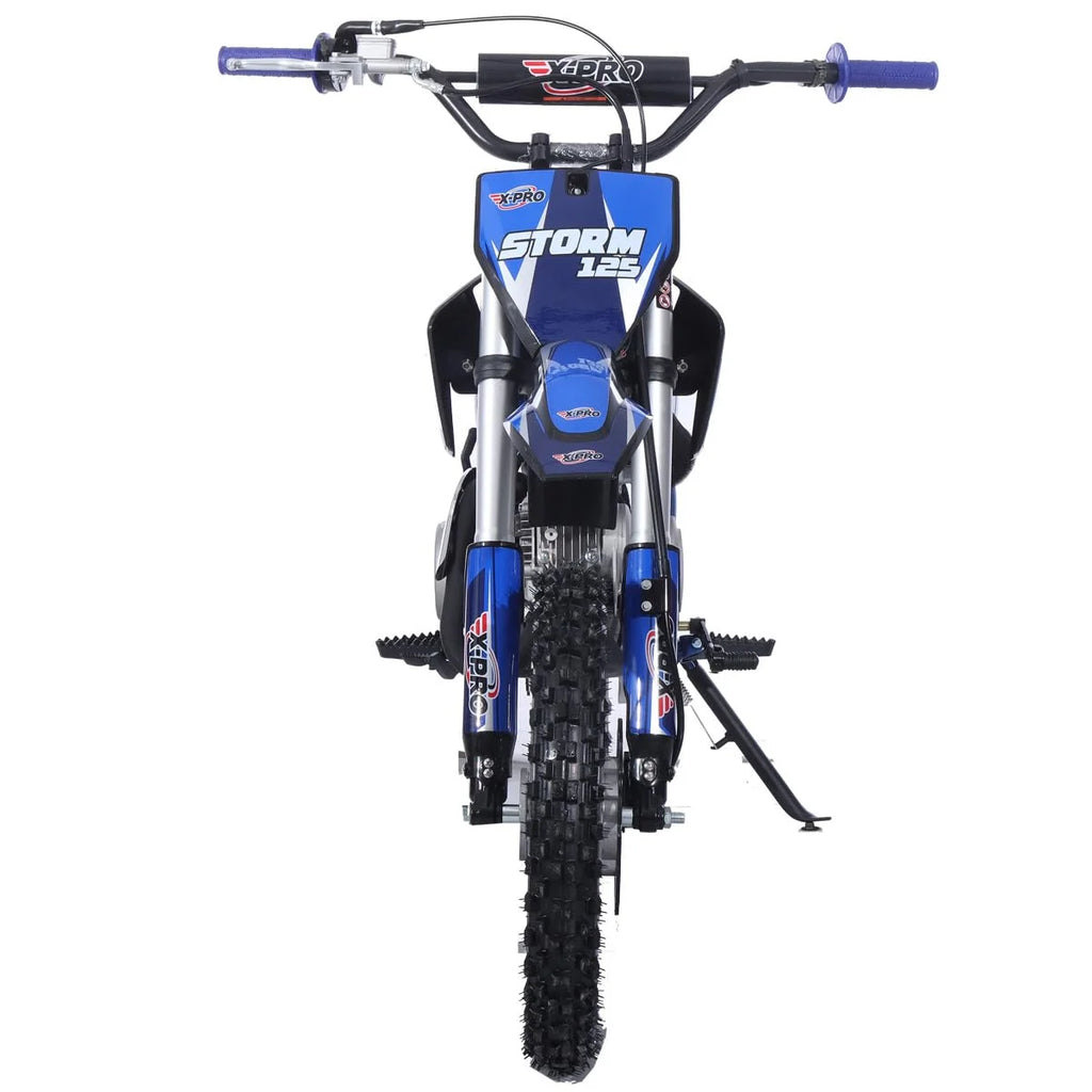 X-Pro Brand New Storm 125cc Dirt Bike with 4-Speed Semi-Auto Transmission, Kick Start, Big 14"/12" Tires!