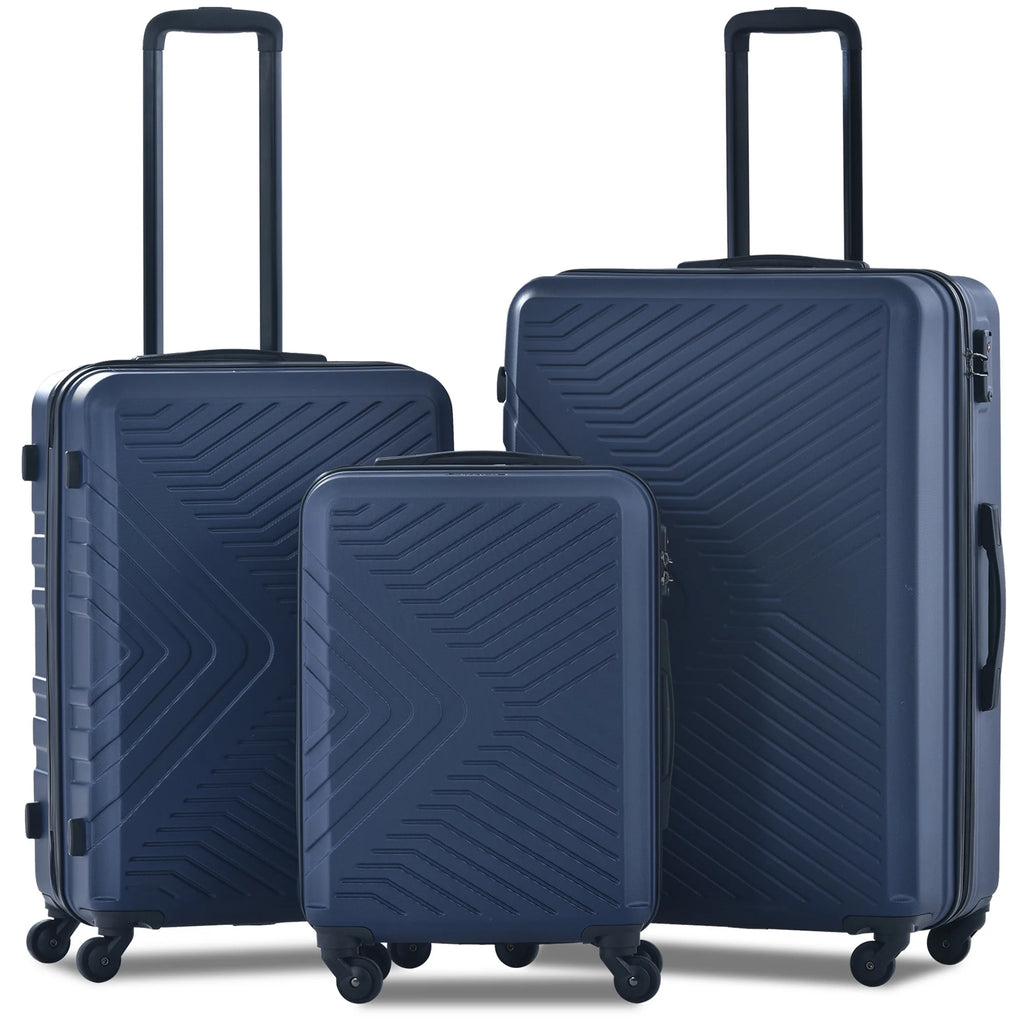 3 Piece Navy Luggage Travel Set, 20" 24" 28" Carry on Luggage with Spinner Wheels, Lightweight Hard Case Luggage Travel Suitcase Christmas Gifts for Business Trip Holiday Travel Cruise