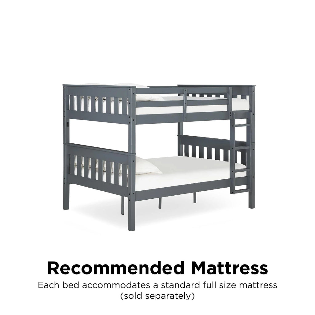 Teen Novogratz Max Full-Over-Full Wood Bunk Bed with USB Port, Gray