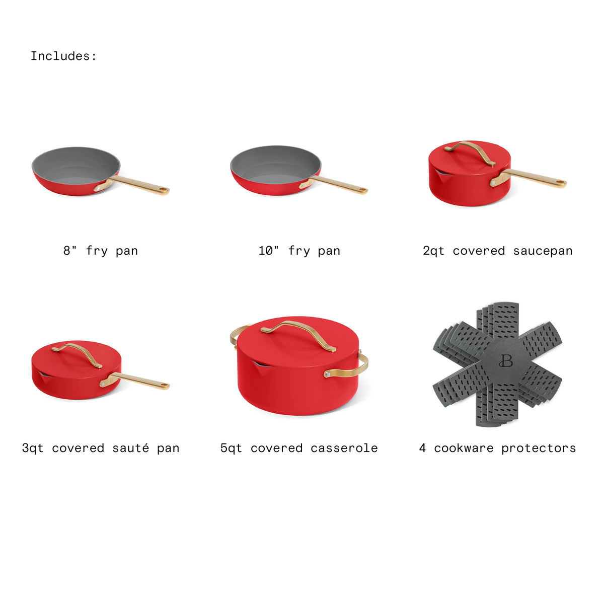 Beautiful 12pc Ceramic Non-Stick Cookware Set with Strainer Lids, White Icing by Drew Barrymore