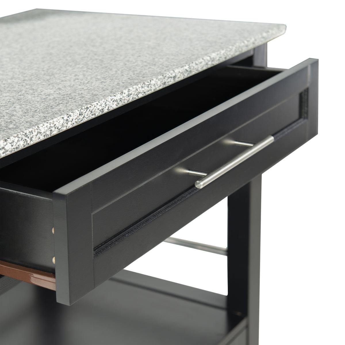 Linon Monett 2-Tier Mobile Serving Cart with Gray Granite Top, 27.75" Length, White