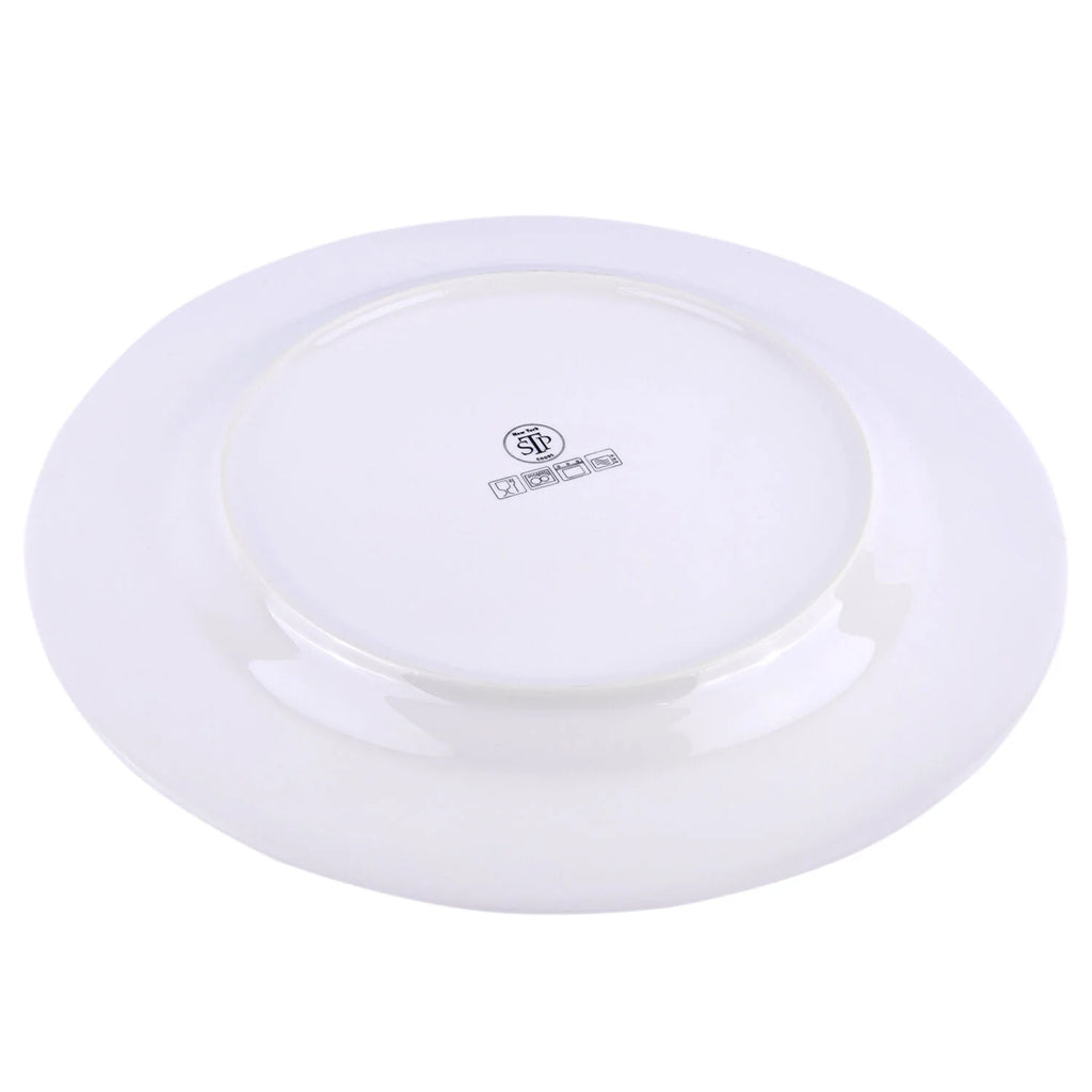 STP GOODS Melodie de Fleurs Bone China Dinnerware Set of 24 Service for 6 24-Piece Dish Set of Plates and Bowls, Blue Gold White