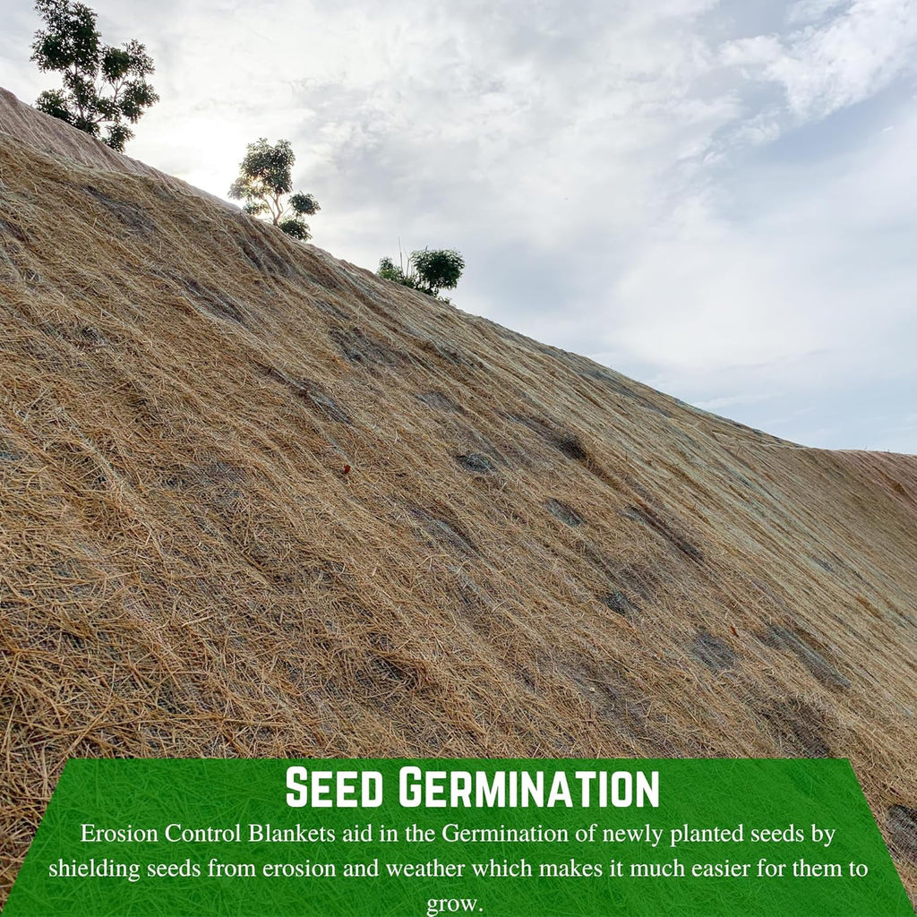 Erosion Control Blanket - Straw/Coconut Erosion Control Blanket, Coconut Garden and Landscape Cover, Erosion Control Blanket, Straw Blanket, Erosion Control, Mulch, Slope Stabilizer