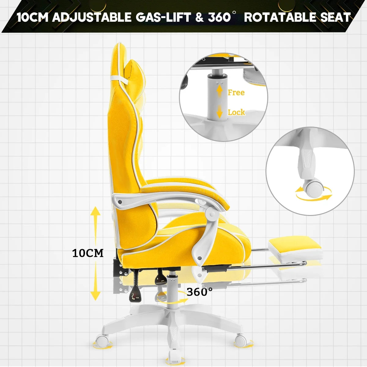 Gaming Chair with Massage Gamer Chair with 2D Armrests for Kids