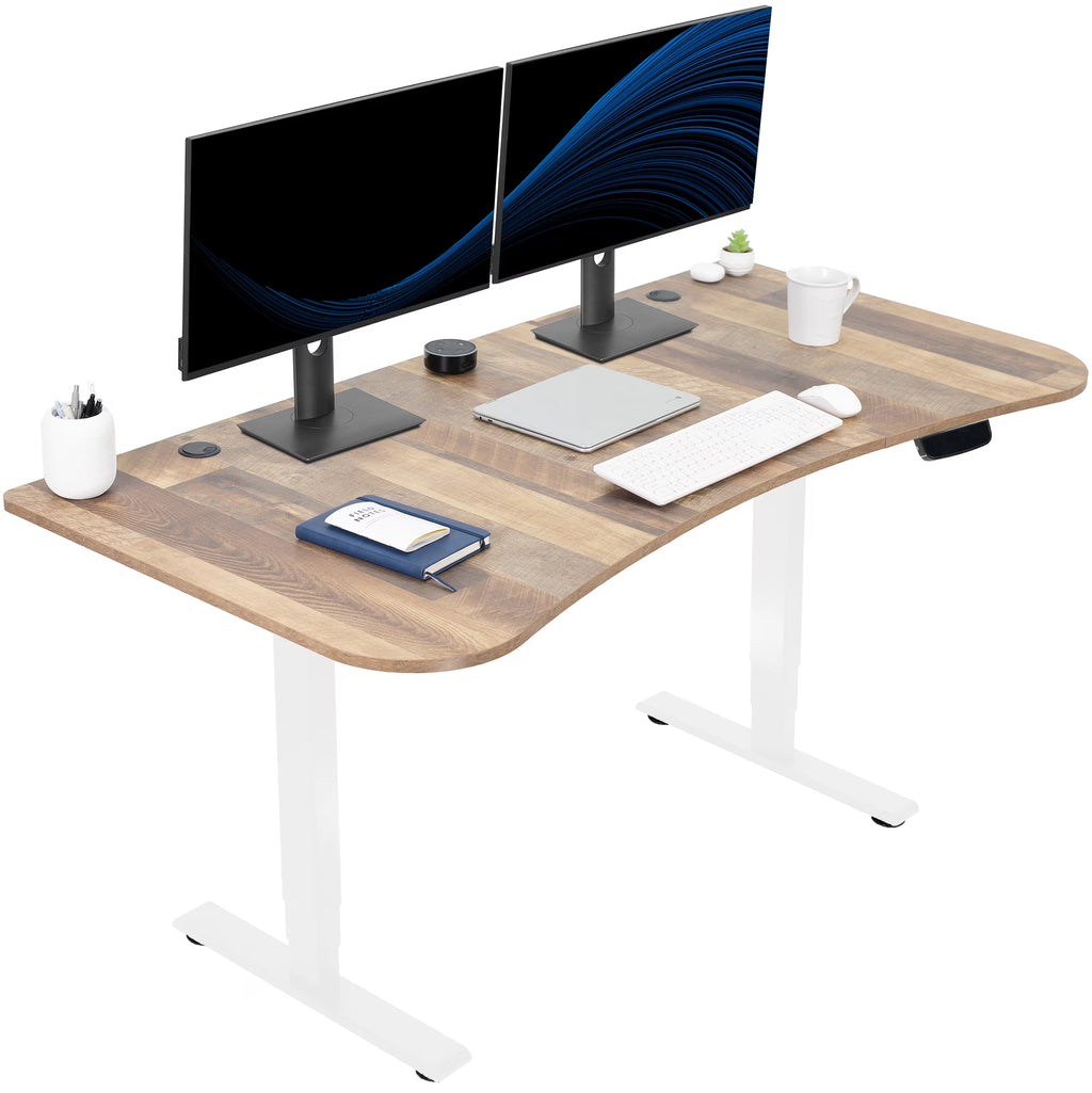 VIVO Reclaimed Wood / Black 63�?x 32�?Electric Height Adjustable Stand Up Desk