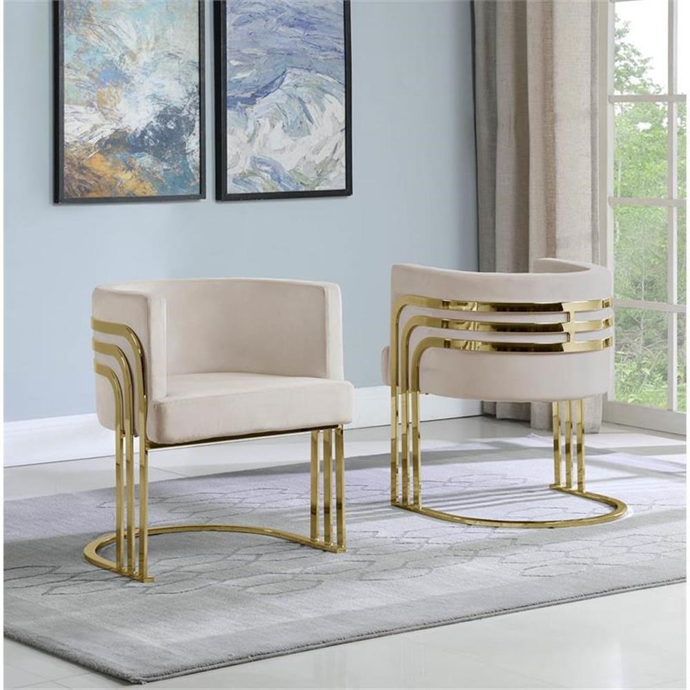Maklaine Dark Gray Velvet Accent Barrel Leisure Chair with Gold Chrome Legs
