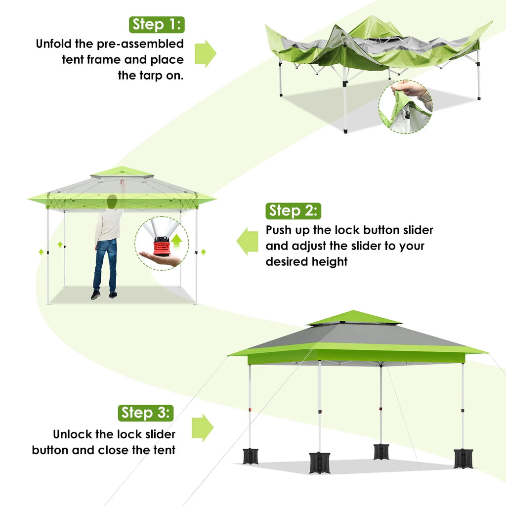 Pirecart 12' x 12' Pop-up Canopy Tent Waterproof Outdoor Gazebo Shelter with Wheeled Bag, Instand Canopy , White