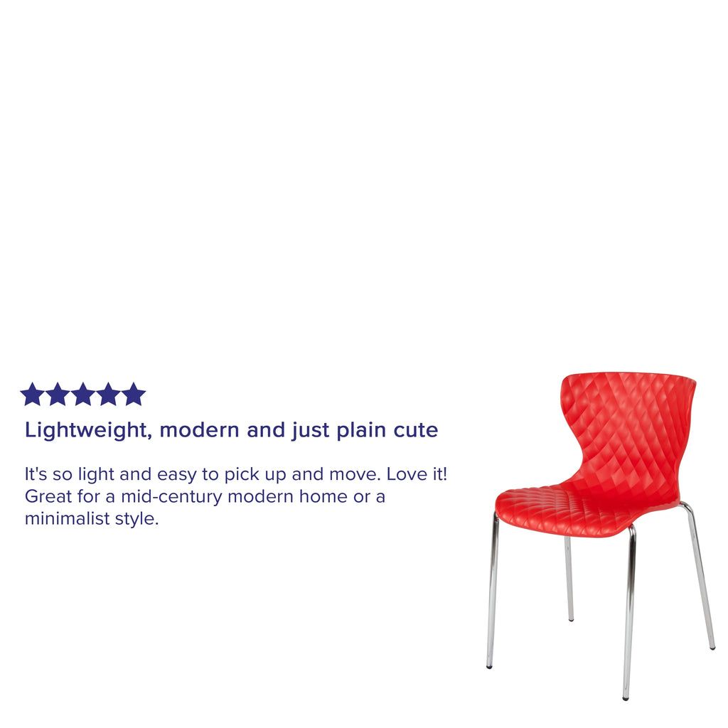 BizChair 4 Pack Contemporary Design Orange Plastic Stack Chair