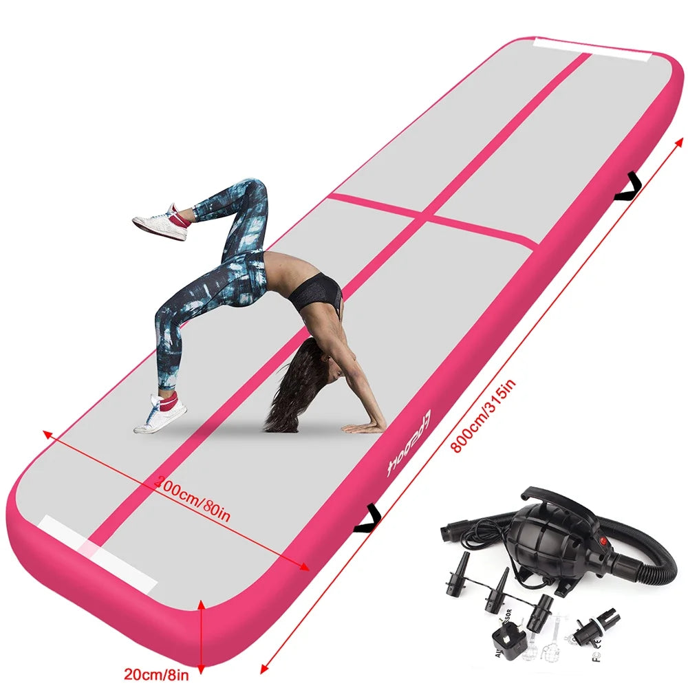 Fbsport 2m Width Pink 8m*2m*0.2m Air Track Floor Home Inflatable Gymnastics Tumbling Mat GYM+Pump
