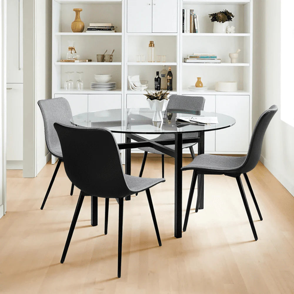 Yaheetech Set of 4 Dining Chairs for Kitchen Living Room,Gray, (Linen, PVC)
