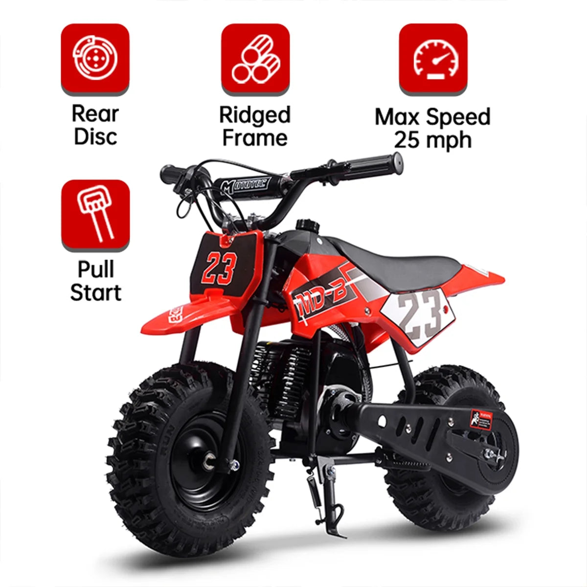 TOXOZERS Dirt Bike for Kids,Gas-Powered Mini Pit Bike with 13 Inch Knobby Tires,25 MPH,Rear Disc Brake,Supports up to 175 lbs,Begin-ner Off Road Motorcycle for Boys Girls,Blue