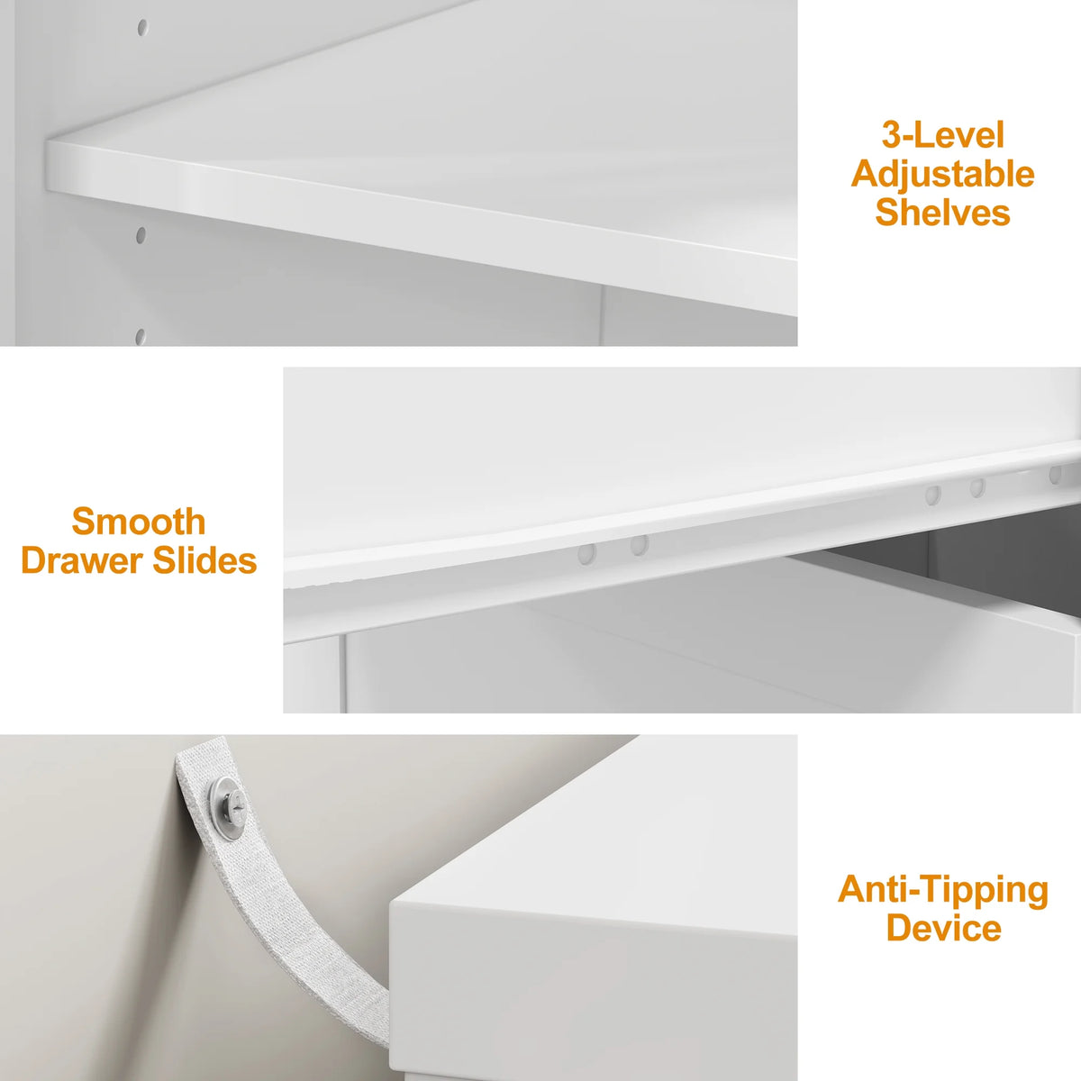 CozyHome 59�� Extendable Corner Vanity Desk with Rotatable Tabletop, Large White Makeup Vanity Table for Women Girl, 3 Drawer & 1 Door, Wood Vanity Dresser for Apartment, Dorm, Study Room, Home Office