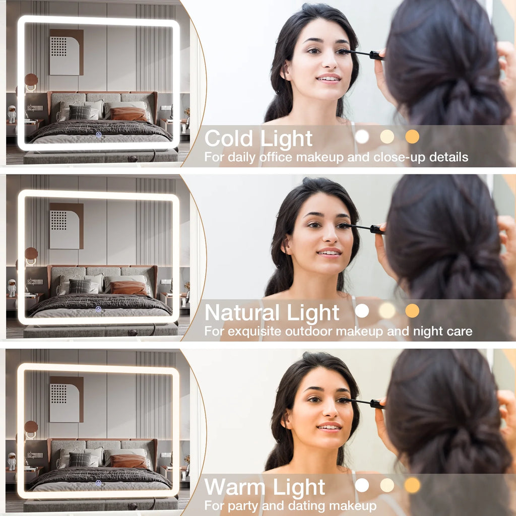 Hommpa Vanity, Makeup Vanity with LED Lighted Mirror Vanity Desk with Drawers Vanity Table with Charging Station for Girls Bedroom Storage Shelves, White