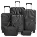 Joyway 6-Piece Hardside Luggage Set with Spinner Wheels and TSA Lock, Lightweight Carry-On Luggage Set for School, Travel, Weekend (Black)