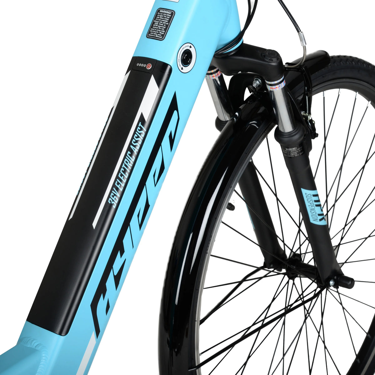 Hyper Bicycles E-Ride 700C 36V Electric Commuter E-Bike for Adults, Pedal-Assist, 250W Motor, Blue