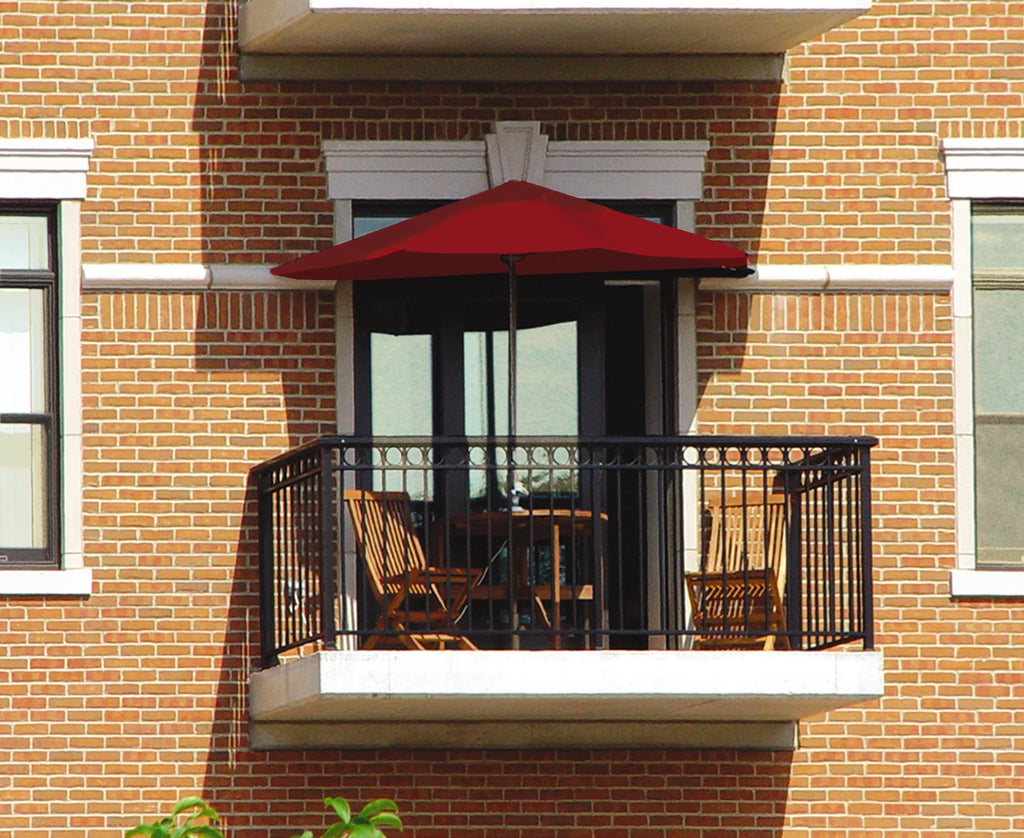 OFF-THE-WALL BRELLA Sunbrella Half Umbrella, 9'-Width, Teak Canopy
