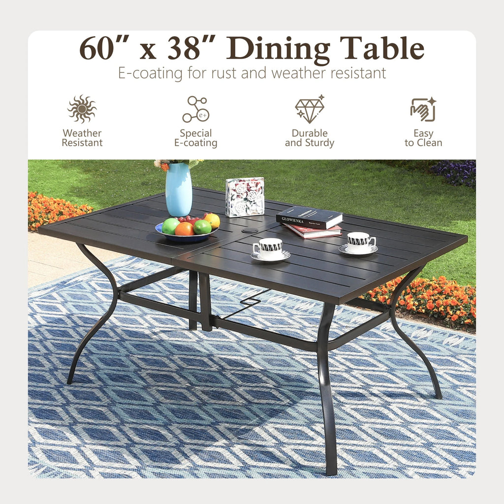 Sophia & William 7 Piece Outdoor Patio Dining Set Highback Textilene Chairs and Metal Table Furniture Set for 6, Blue