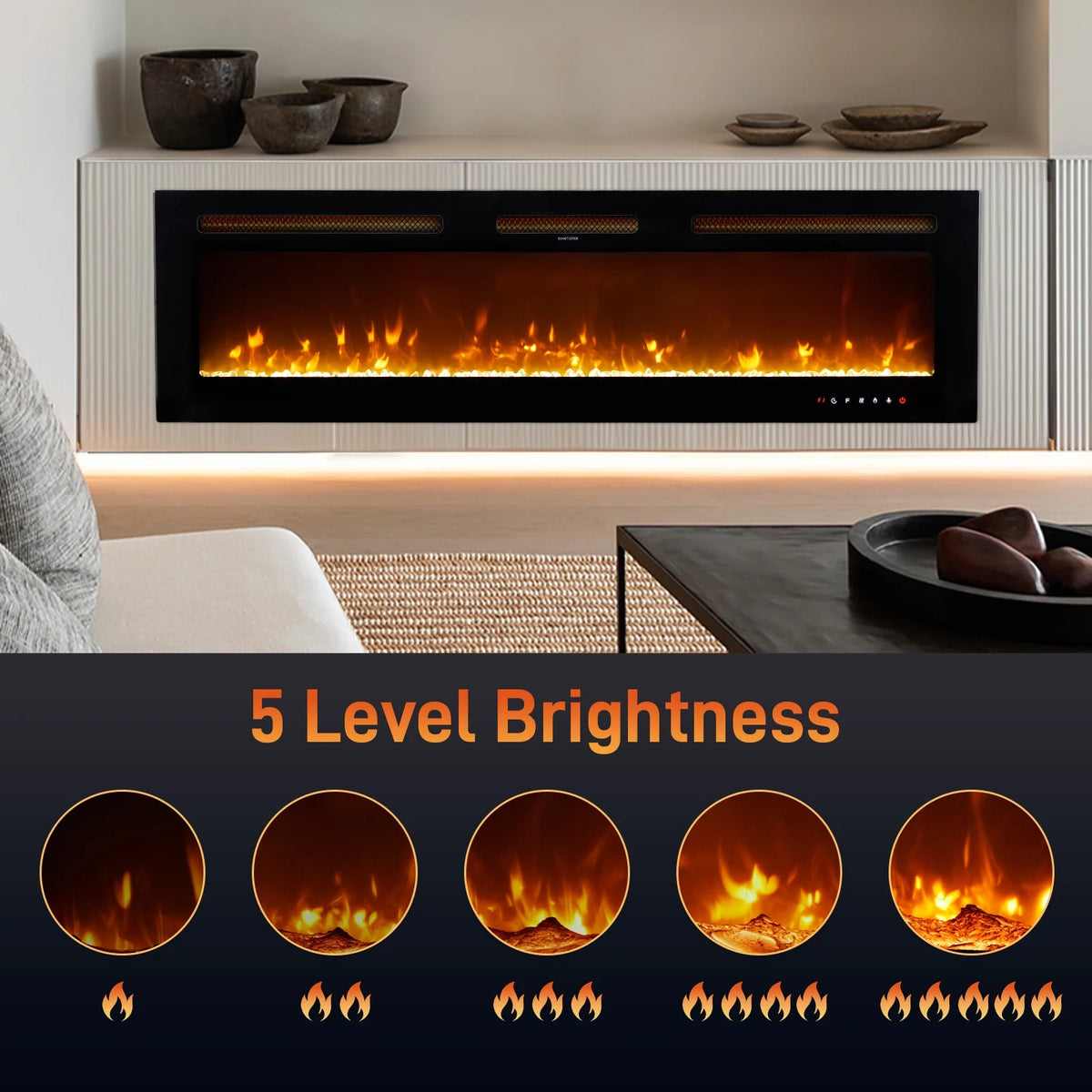 Ktaxon 30" Electric Fireplace, Freestanding/Inserts/Wall Mounted Fireplace Heater with Remote Control, 12 Adjustable Flame Colors, Log & Crystal, 8H Timer for Living Room, Bedroom