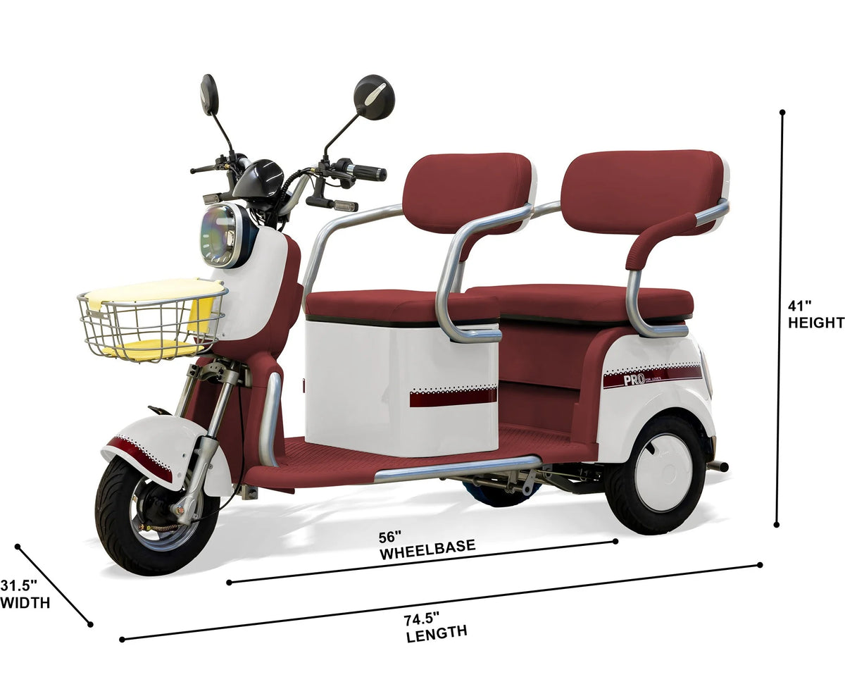 Massimo MGC E-Trike 3-Wheel Electric Cart – 17 MPH, 2-Seater Adult Scooter – Blue