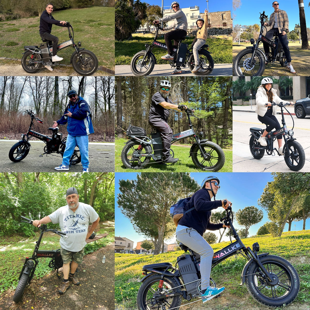 Wallke H9 AWD 3200W Dual Motor Electric Bike for Adult, 82Ah 48V Dual Battery Long Range e-Bicycle, 31-34MPH Fast Ebike, 20" Fat Tire Offroad Full Suspension Folding, 3mm Aluminum Alloy Frame,UL2849