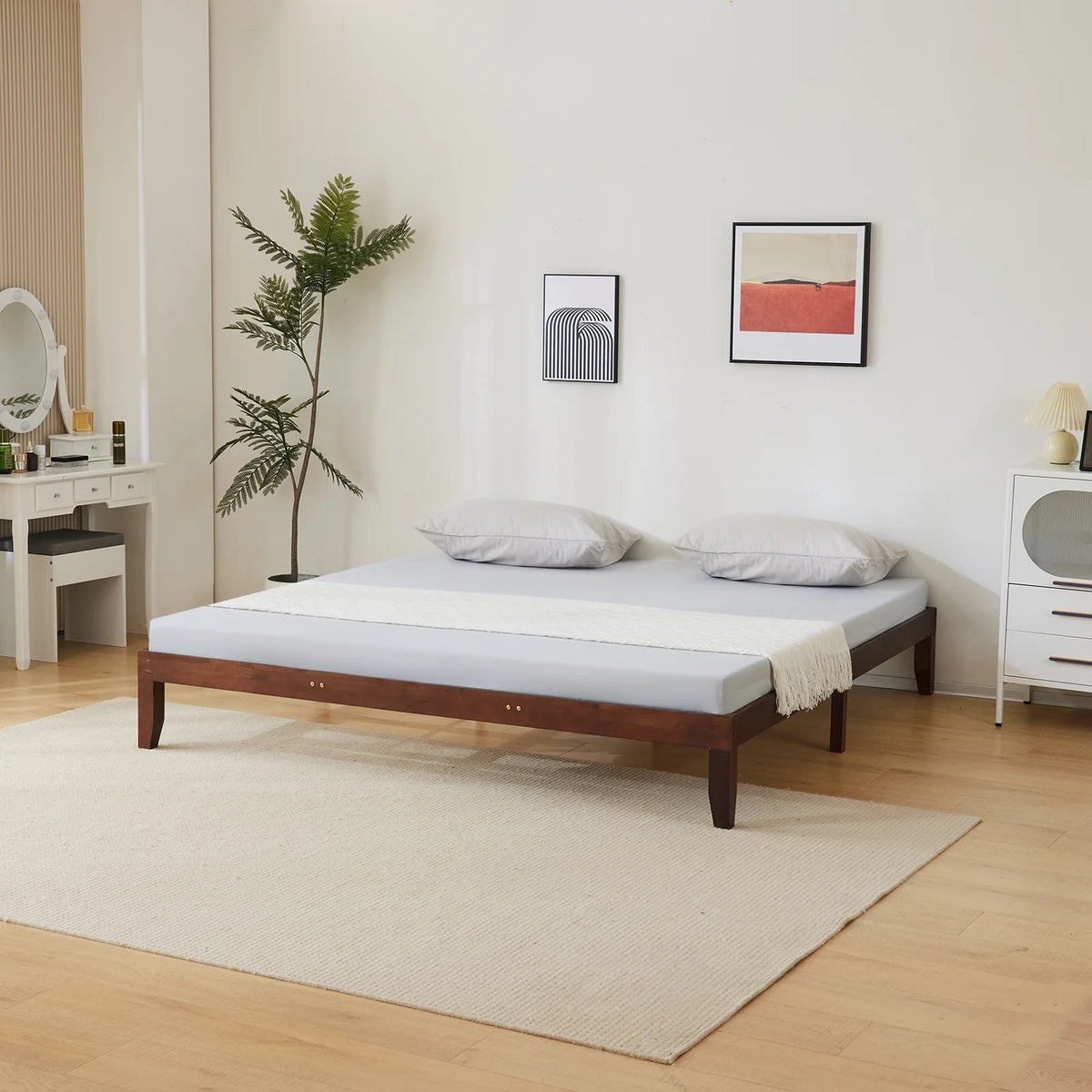 12 Inches Wood Platform Bed Frame Twin Size, Solid Wood Mattress Foundation with Strong Wood Slat Support
