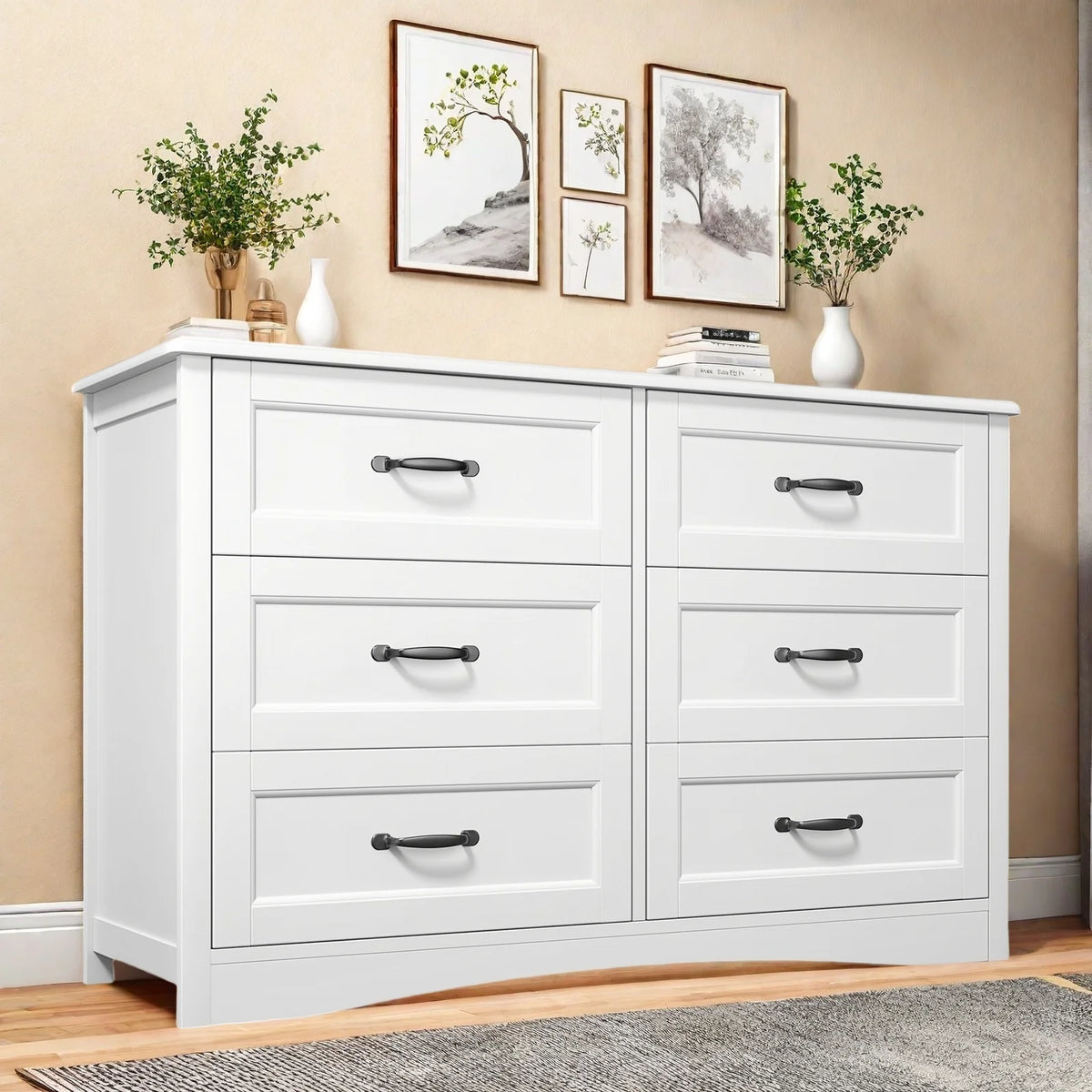Dresser for Bedroom, Lofka 6-Drawer Wood Dresser?with Anti-Tip Safety for Closet| Living Room
