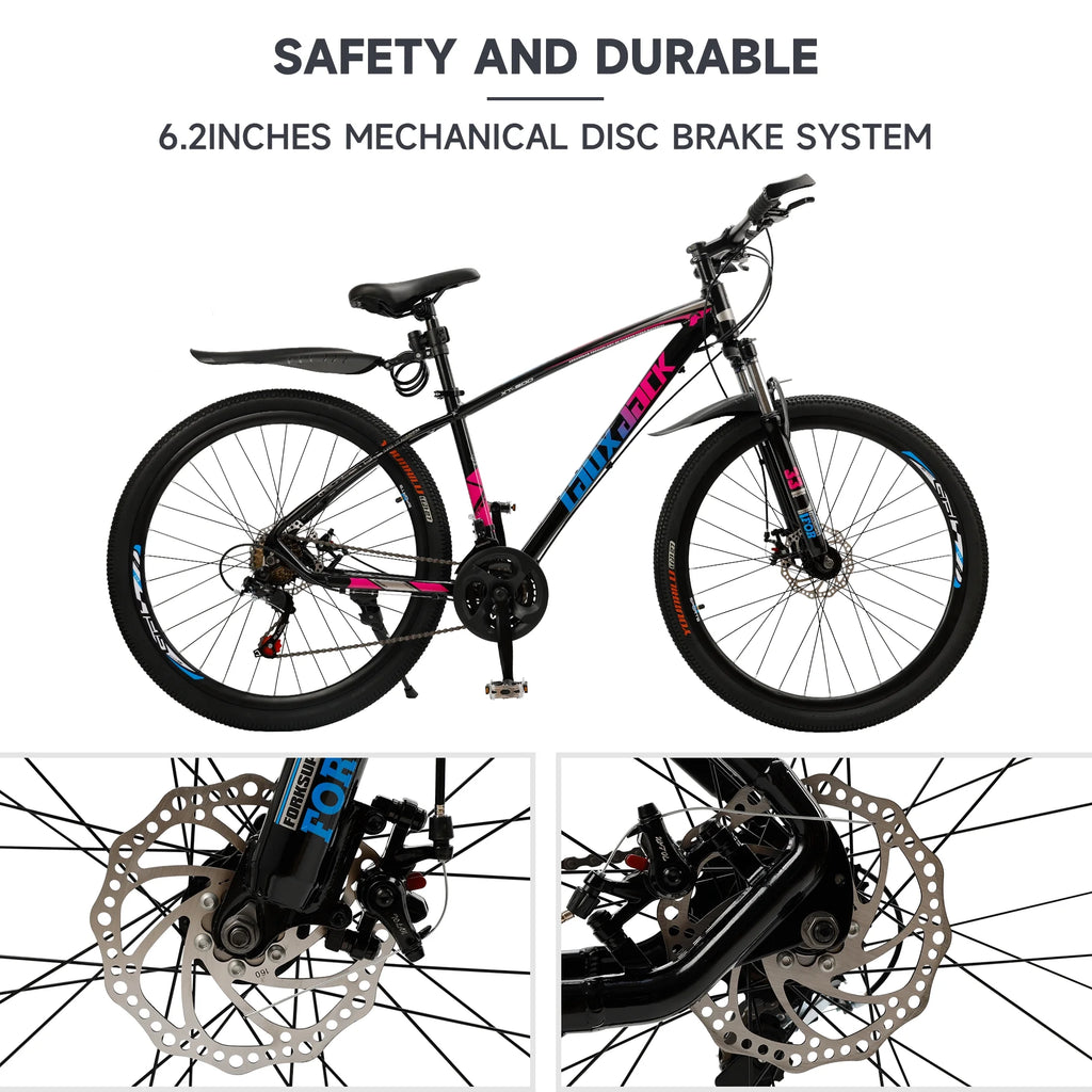 ARTUDATECH 27.5 Inch Mountain Bike, Shimano 21 Speed,  Dual Disc Brake Bike for Men Womens Adult, Full Suspension Bicycle