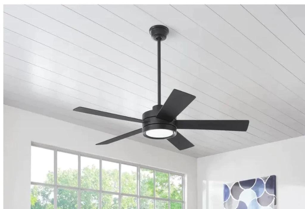 Home Decorators Collection Baxtan 56-Inch Matte Black Ceiling Fan with LED Light & Remote Control