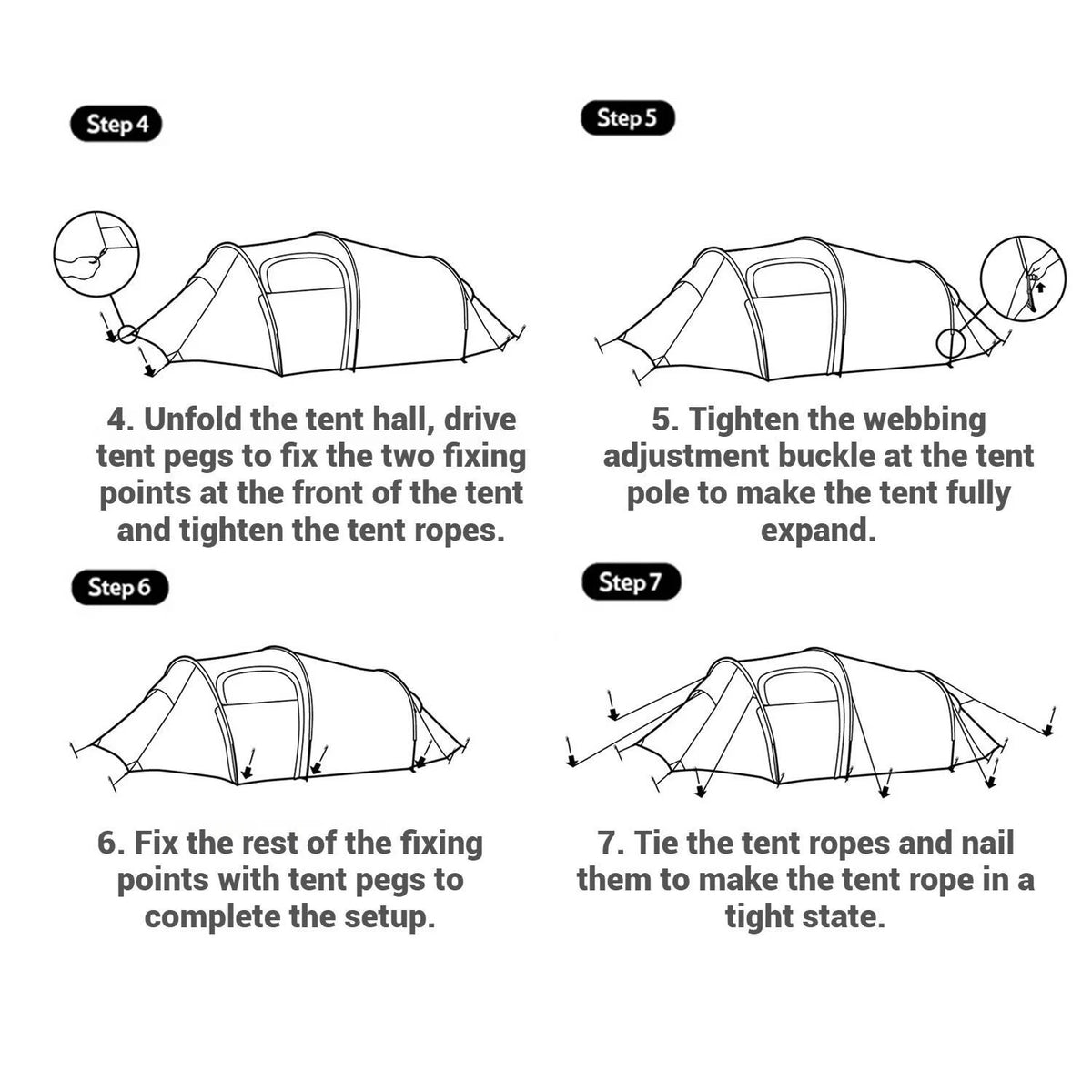 Naturehike, Ultralight Hiking Tent, Tear-resistant Tunnel Tent, Waterproof Camping Tent, Windproof Tent with Hall, 15D Lightweight Silicone-coated Nylon Fabrics,Large size for 2/3 Person.