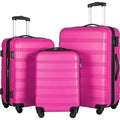 Expandable Suitcase Set of 3 with Double Spinner Wheels, Indestructible PP Material Hard Shell Luggage Sets TSA Lock, Carry on Expandable, Lightweight,20" 24' 28",Pink