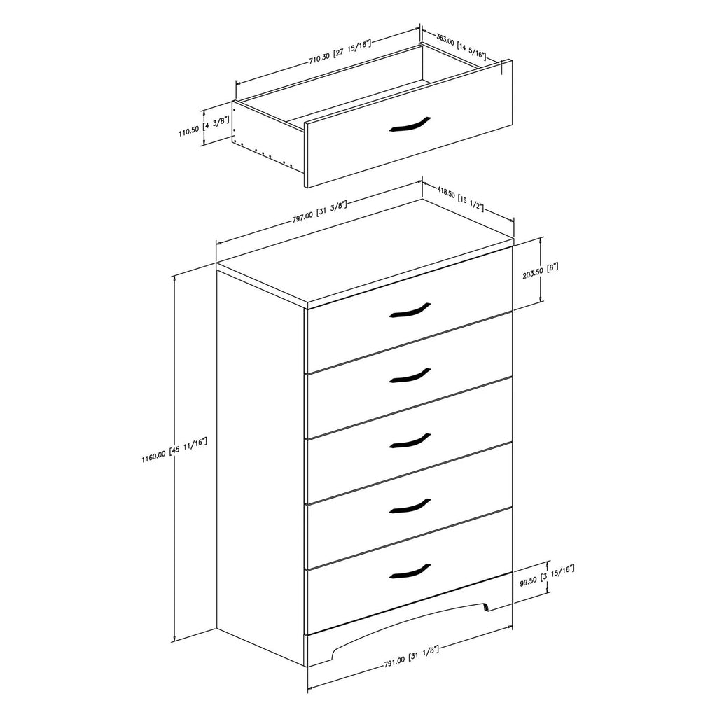 South Shore Step One 5-Drawer Chest - White, Finish - Pure White