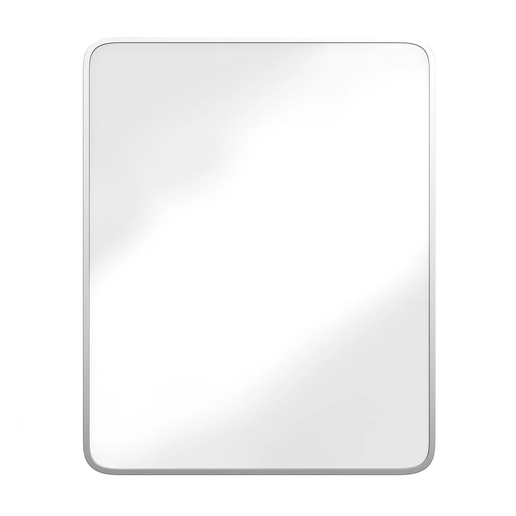 Merrick Lane 24" x 30" Reversible Bathroom Wall Medicine Cabinet with Rounded Rectangular Beveled Mirror and Black Metal Frame and Shelves
