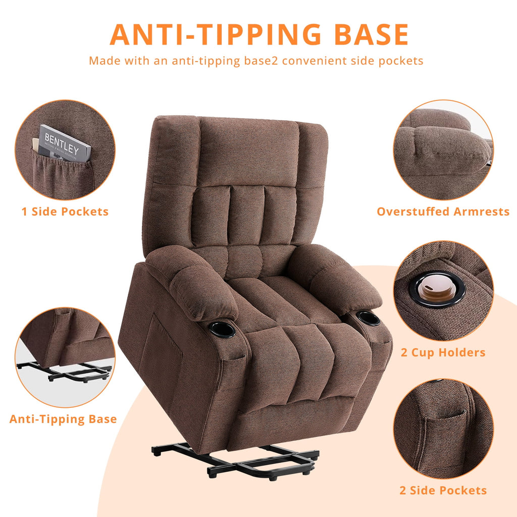 Recline Chair, 21.6"W Oversize Accent Armchair with Storage Bag, Modern Chair for Living Room, Bedroom, Gray