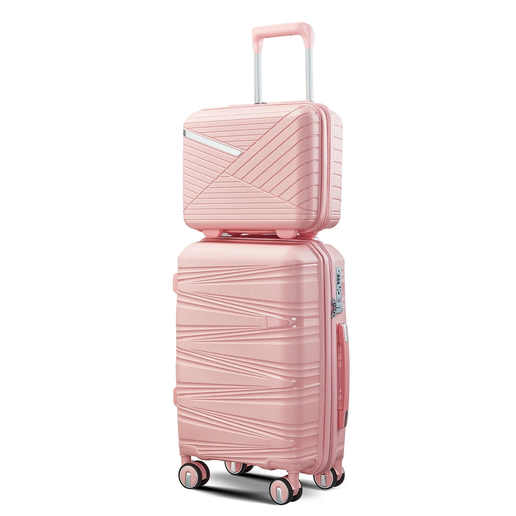 4 Piece Luggage Set Expandable Hardshell Travel Luggage Sets 8 Spinner Wheel Suitcase Wheels TSA Lock Suit Case, PP Lightweight & Durable wheels Upright Suitcase, 14/20/24/28 Inch