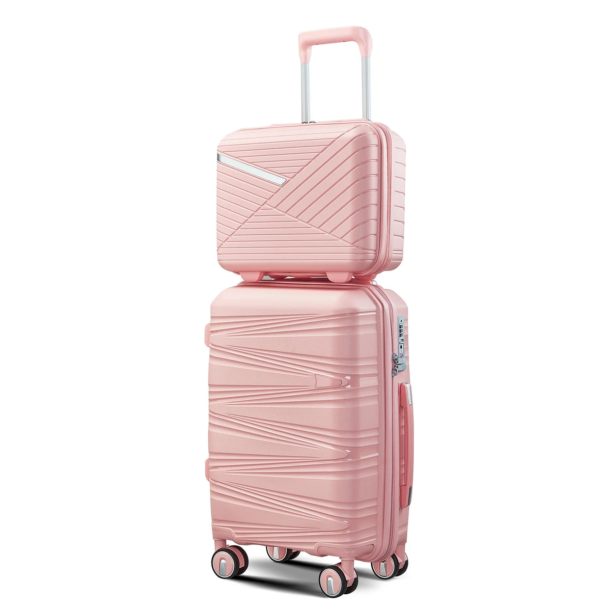 4 Piece Luggage Set Expandable Hardshell Travel Luggage Sets 8 Spinner Wheel Suitcase Wheels TSA Lock Suit Case, PP Lightweight & Durable wheels Upright Suitcase, 14/20/24/28 Inch