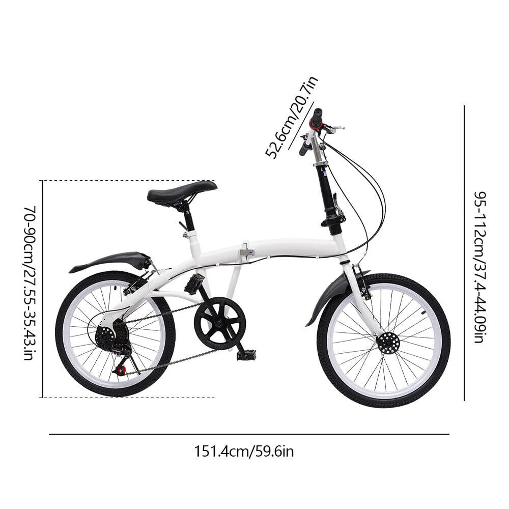 DENEST 20 Inch 7-Speed Bicycle Adult Road Bike Carbon Steel Folding Bike Double V-Brake
