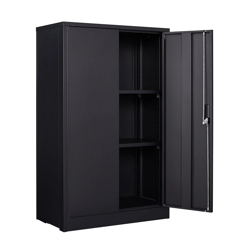 Metal Storage Cabinet with Locking Doors and Adjustable Shelf, Folding Filing Storage Cabinet, Rolling Storage Locker Cabinet for Home Office,School,Garage, White