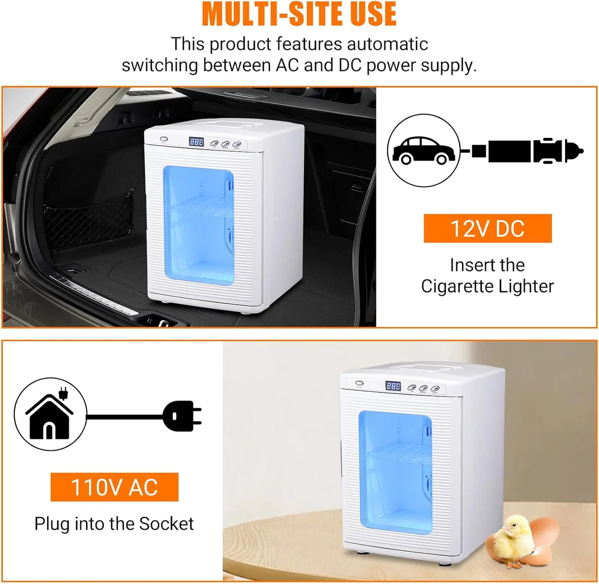 25 L Laboratory Incubator, Portable Reptile Science Laboratory Incubator, Digital Temperature Controlled 10��C-60��C (72��F to 140��F), Reptile Egg Incubator with AC&DC Power for Small Reptiles White