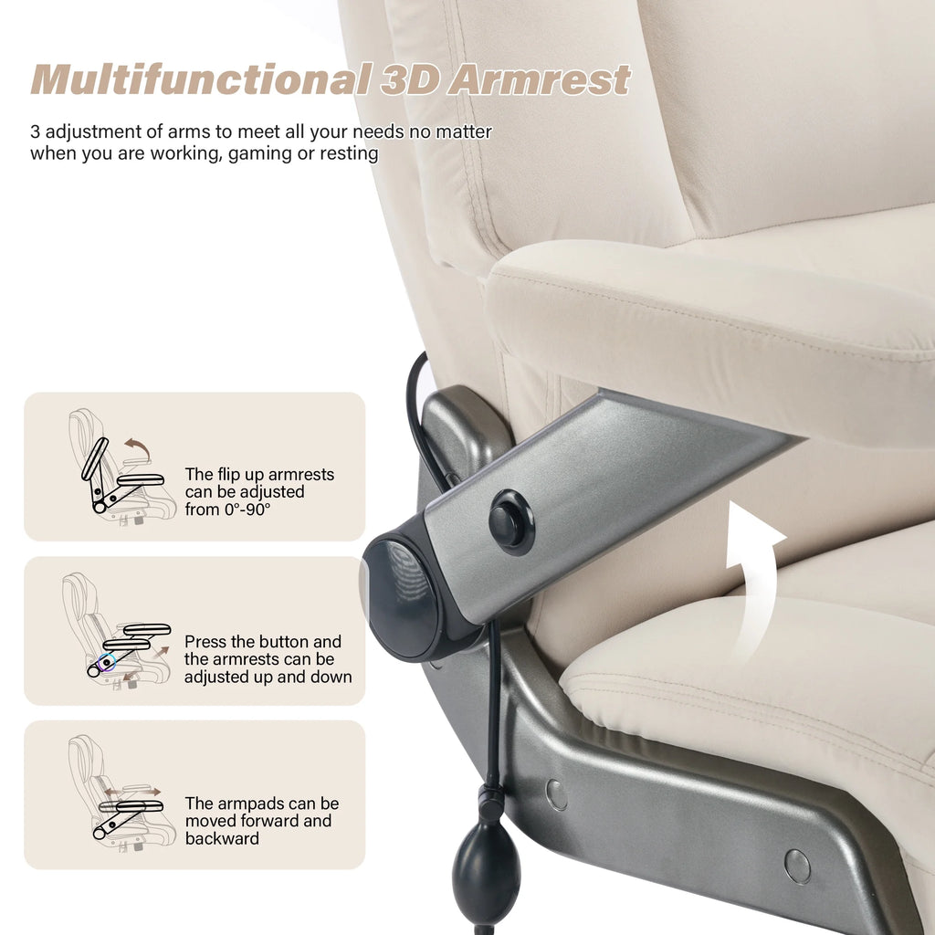 Big and Tall 700lbs Office Chair, Ultra-Soft Fabric Executive Desk Chair, Ergonomic Computer Chair with 3D Flip Up Arms, Adjustable Lumbar Support, Heavy Duty Metal Base and Quiet Rubber Wheel, Black